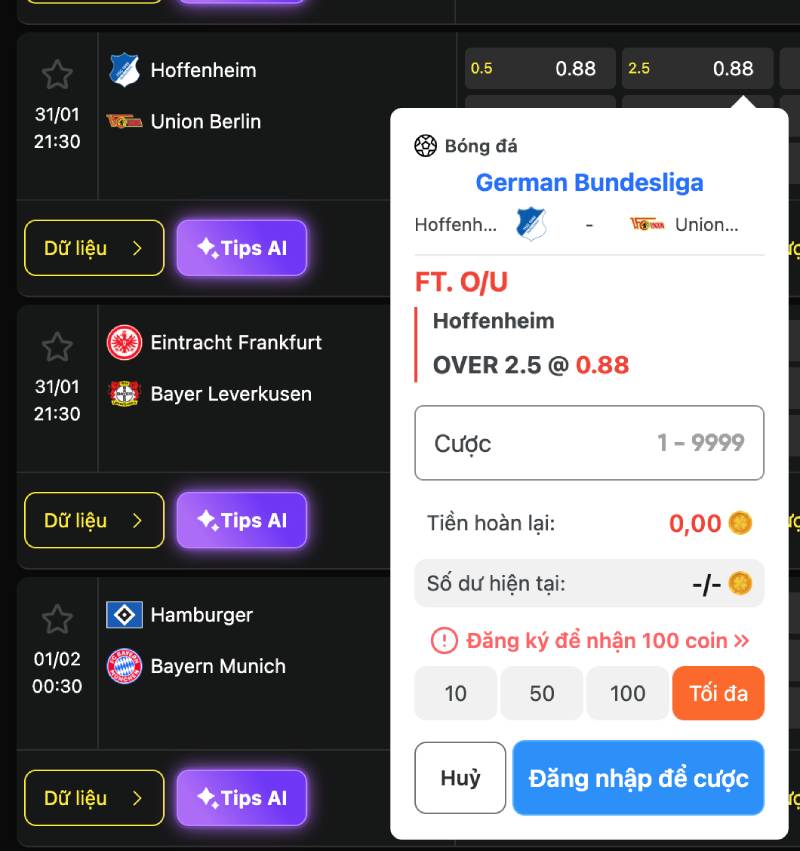 Soi kèo tài xỉu Bundesliga bằng cấu trúc thế trận